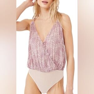 Free People Siren Song Bodysuit In Mauve Combo Size Small